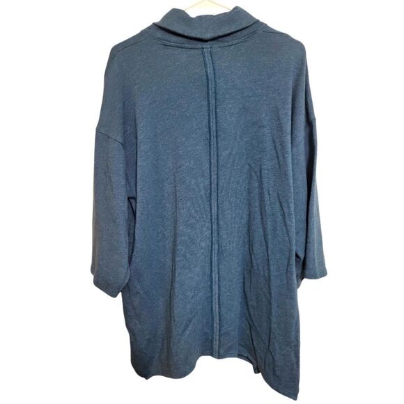 J. Jill Pure Jill Blue Wide Sleeve Sharkbite Hem Sweater Cowlneck Oversized, S - Picture 2 of 8